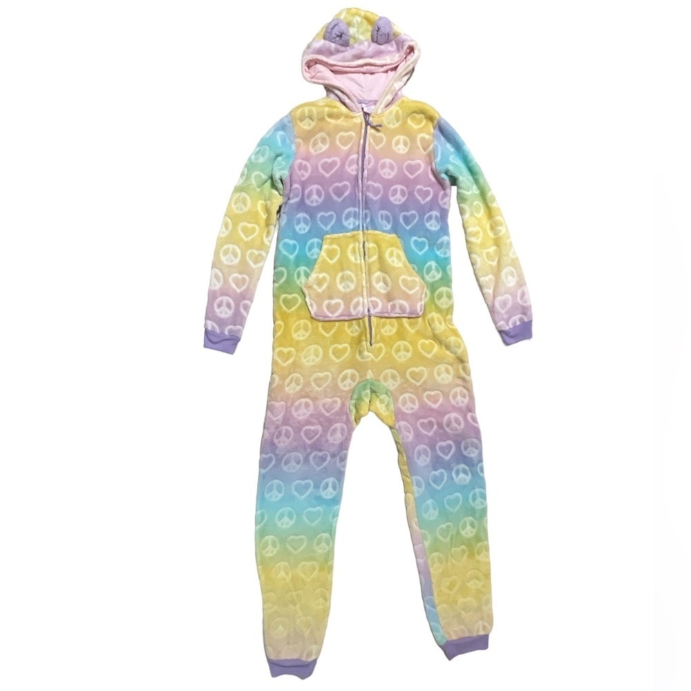 Girls More than Magic One Piece Ombre Pajamas Union Suit Hearts Peace